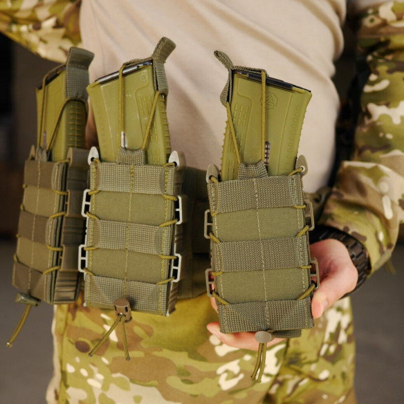 Жорсткий посилений тактичний підсумок Kiborg GU Single Mag Pouch Khaki