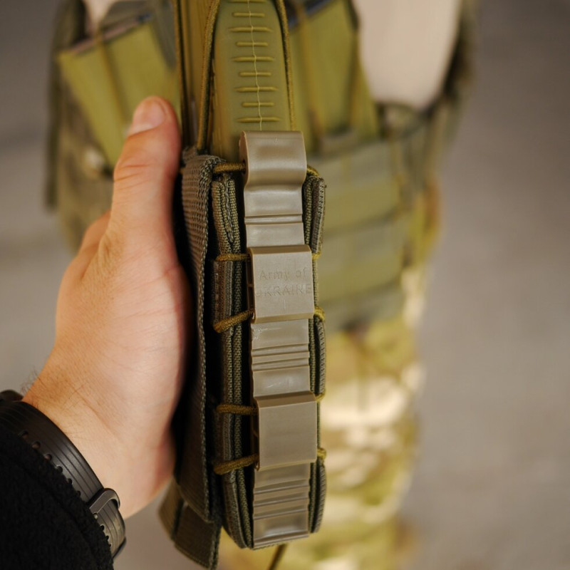 Жорсткий посилений тактичний підсумок Kiborg GU Single Mag Pouch Khaki