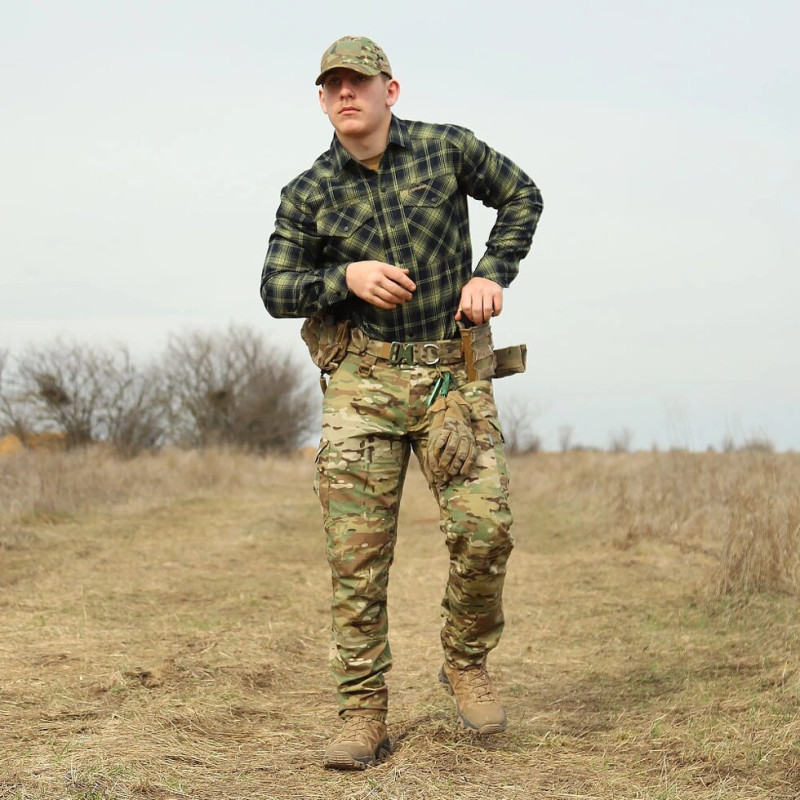 Сорочка “Буревій” (Logo Tan) Lime Green/Navy (8659), L