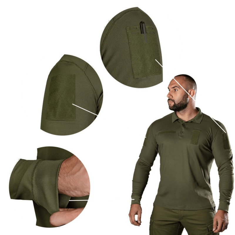 Поло Army ID Long CoolPass Pique LT Олива (8291), XXXXL