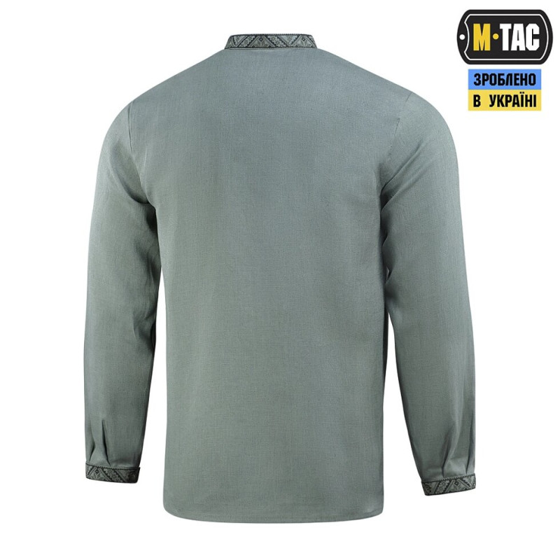 M-TAC ВИШИВАНКА 100% ЛЬОН СІРО-ЗЕЛЕНА