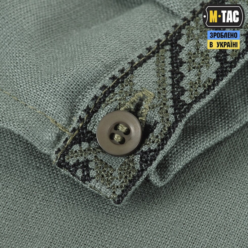 M-TAC ВИШИВАНКА 100% ЛЬОН СІРО-ЗЕЛЕНА 48-50 (M)