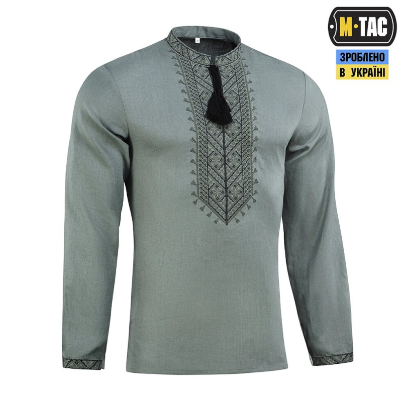 M-TAC ВИШИВАНКА 100% ЛЬОН СІРО-ЗЕЛЕНА 52-54 (XL)