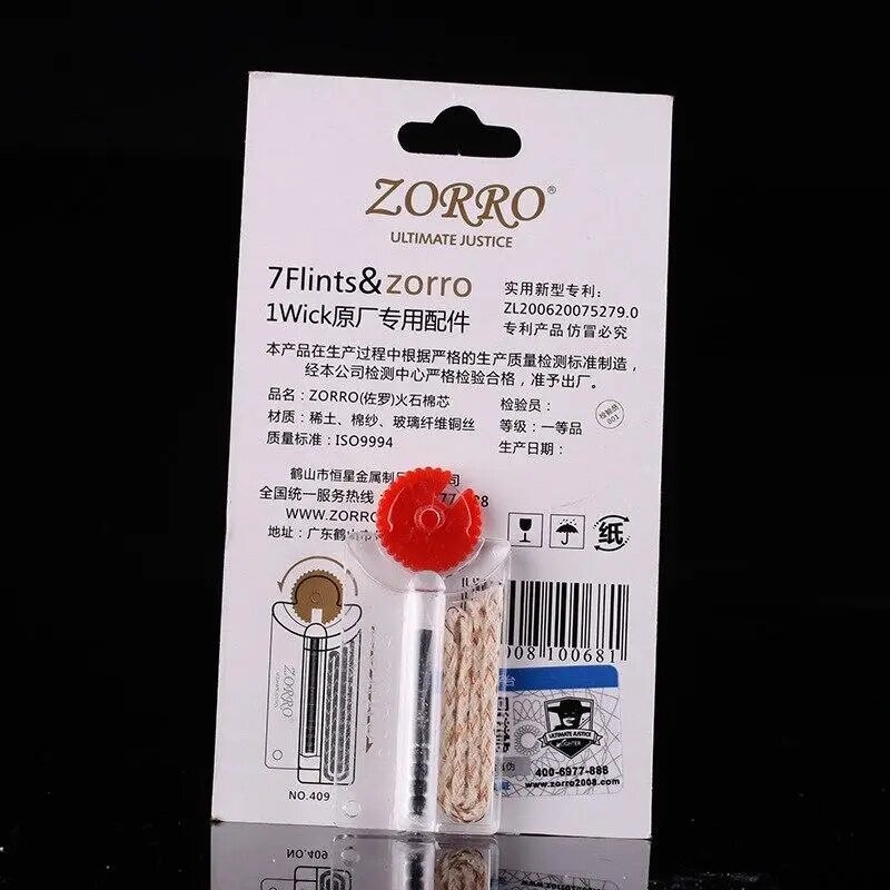 Кремінні та гніт для бензинових запальничок Zorro