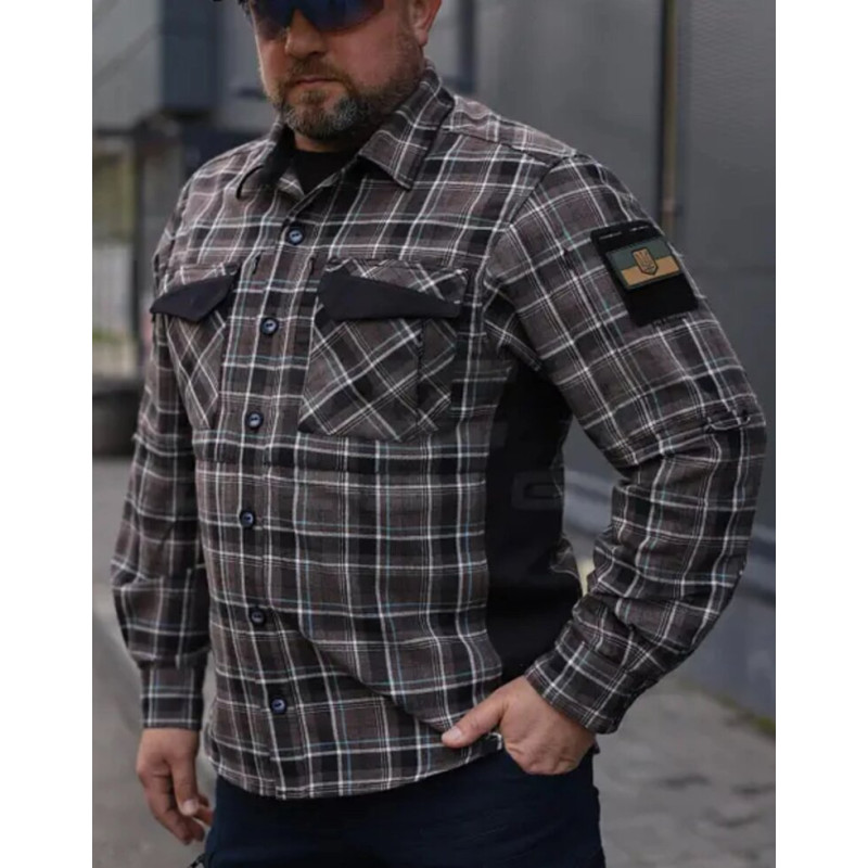 Тактична мілітарі Сорочка FCT Blackbeard літня в клітинку Коричнева (2 номер)