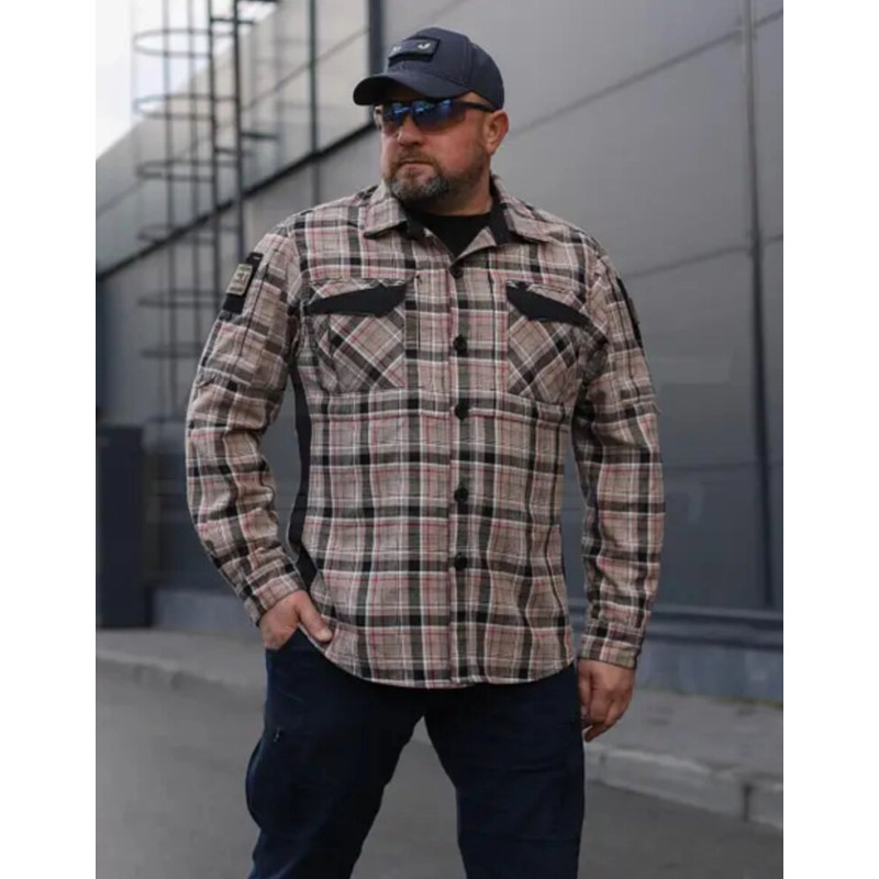 Тактична мілітарі Сорочка FCT Blackbeard літня в клітинку Тан (3 номер) 52-54/4 (XL)
