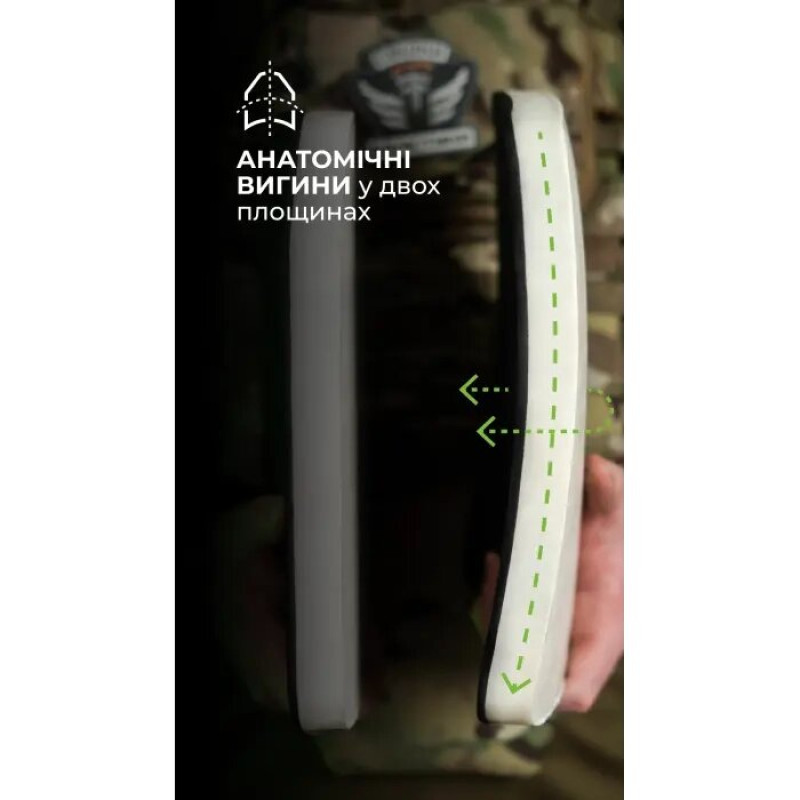 Поліетиленова бронеплита з демпфером (3 клас | 1.6 кг | M | 25х30 см | НВМПЕ Ізраїль)