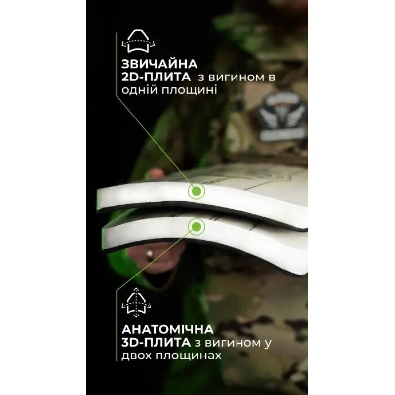 Поліетиленова бронеплита з демпфером (3 клас | 1.6 кг | M | 25х30 см | НВМПЕ Ізраїль)