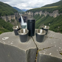 Набір металевих стаканів з шкіряною оббивкою 4шт. по 260мл.