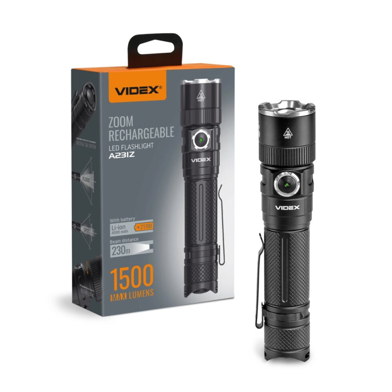 Портативний світлодіодний ліхтарик VIDEX VLF-A231Z 1500Lm 5000K/VLF-A231Z