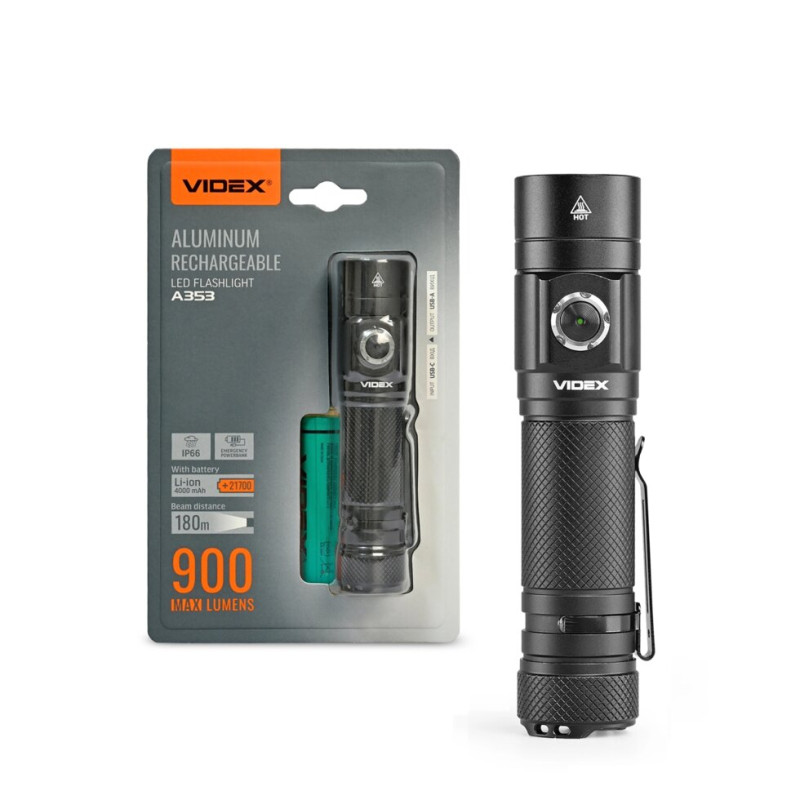 Портативний світлодіодний ліхтарик VIDEX VLF-A353 900Lm 5000K/VLF-A353