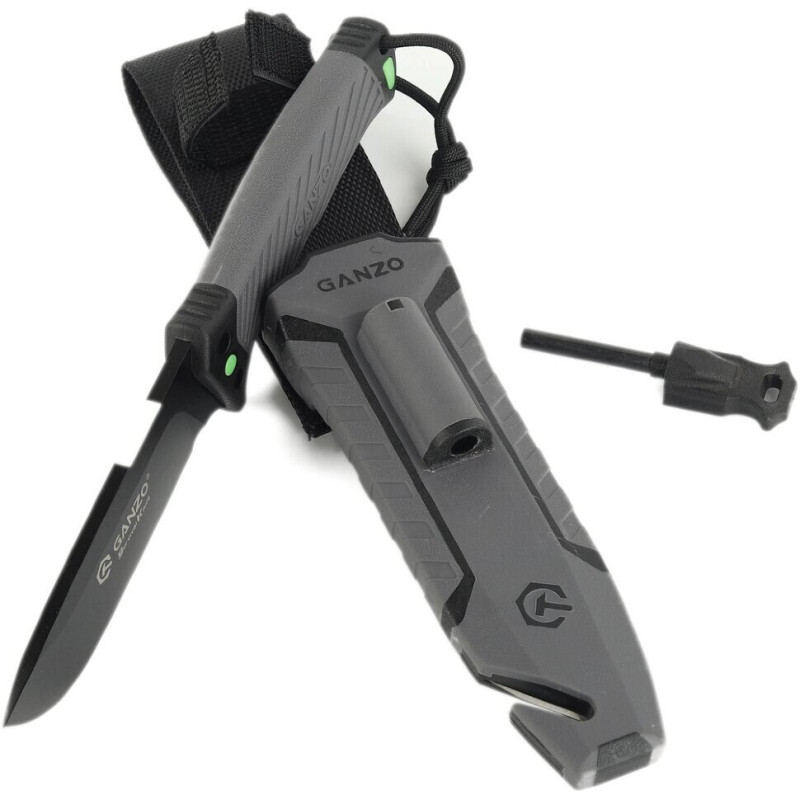 Ніж Ganzo G8012V2-GY сiрий (G8012V2-GY) з паракордом