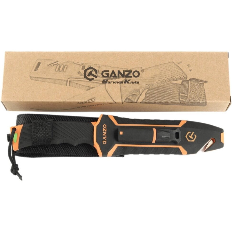 Ніж Ganzo G8012V2-OR Помаранчевий з паракордом