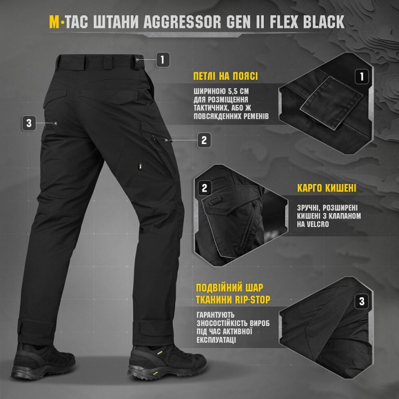 ШТАНИ M- TAC AGGRESSOR GEN II FLEX BLACK 28 30