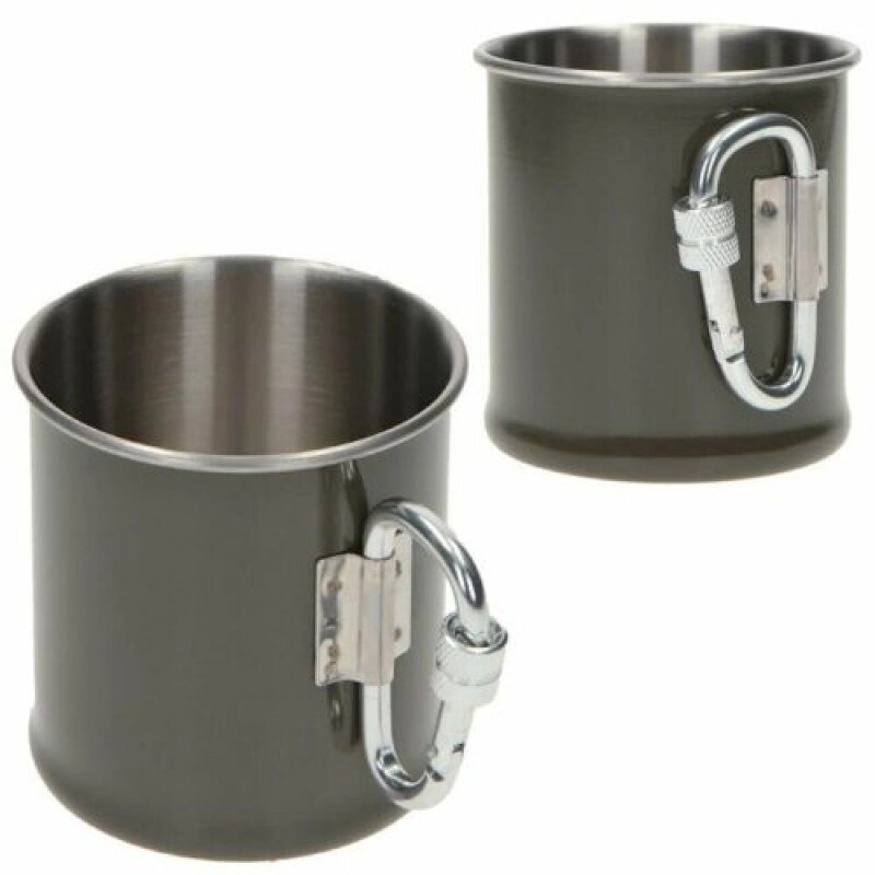 Кружка Mil-Tec стальна з карабіном Olive 250ml (14608102)