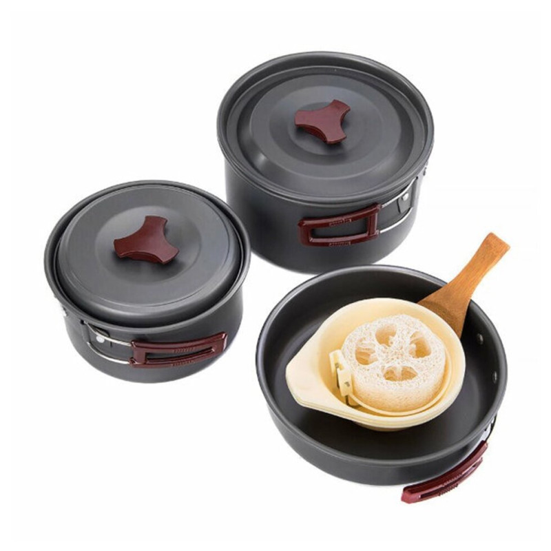Набір посуду Naturehike 3-4 NH (2 каструлі + кришки + сковорода) carbon (NH15T203-G)/69275957 87205