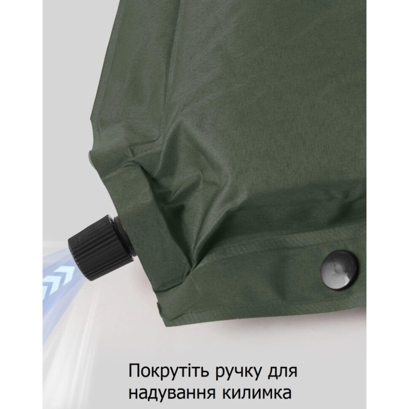 Килимок самонад. одном. з подушкою Naturehike CNK2450WS020, 100 мм, темно-зел.