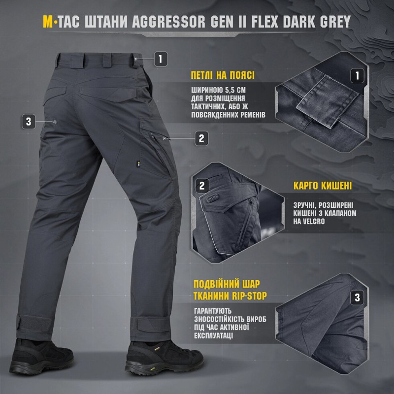 ШТАНИ M-TAC AGGRESSOR GEN II FLEX DARK GREY 30/32