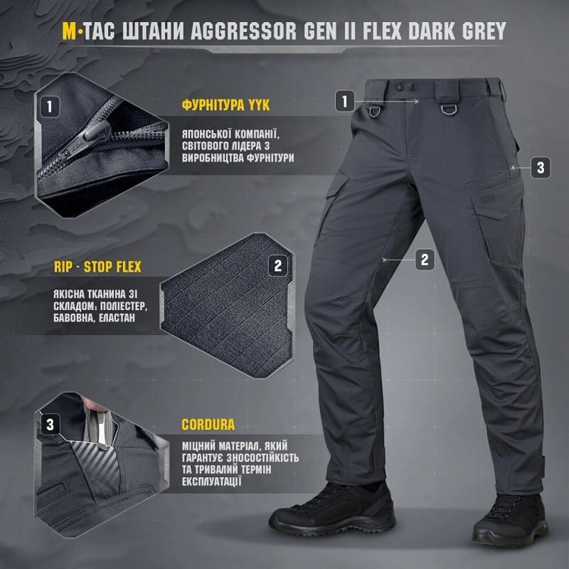 ШТАНИ M-TAC AGGRESSOR GEN II FLEX DARK GREY 32/30