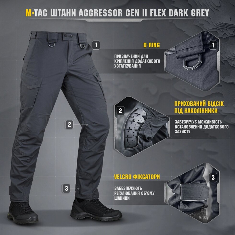 ШТАНИ M-TAC AGGRESSOR GEN II FLEX DARK GREY 38 34